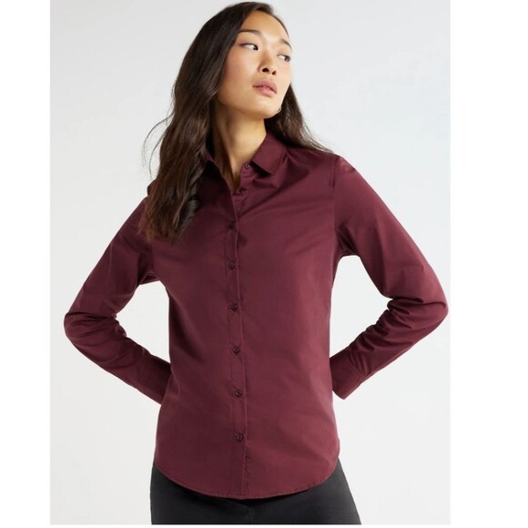 Time and Tru Women's Woven Button Down Shirt, Sizes M - Picture 2 of 8